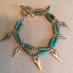 Turquoise & Silver Heart Bracelet